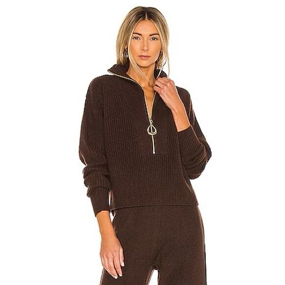 Divine Heritage x REVOLVE Cropped Henley Wool Zip Sweater Small - Picture 1 of 9